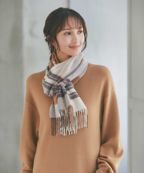IMC マフラー ストール カシミヤ100％ チェックマフラー レディース