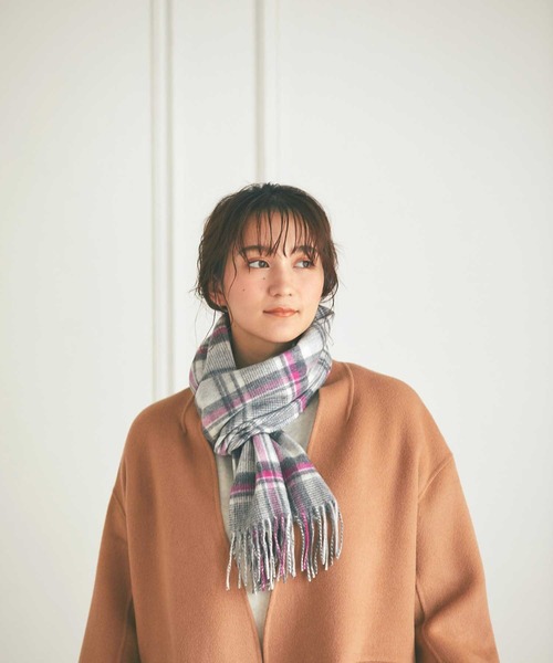 IMC マフラー ストール カシミヤ100％ チェックマフラー レディース