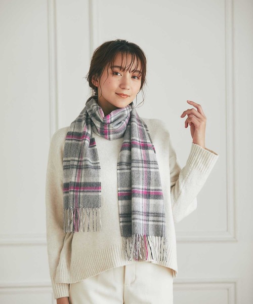IMC マフラー ストール カシミヤ100％ チェックマフラー レディース