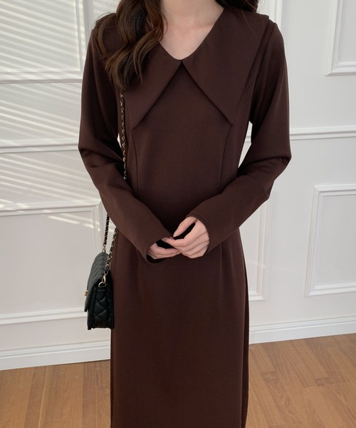 「ECLIN」 長袖ワンピース M グリーン レディース_画像4