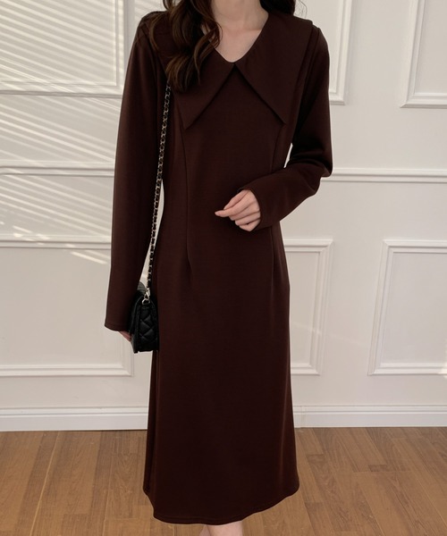 「ECLIN」 長袖ワンピース M グリーン レディース_画像6