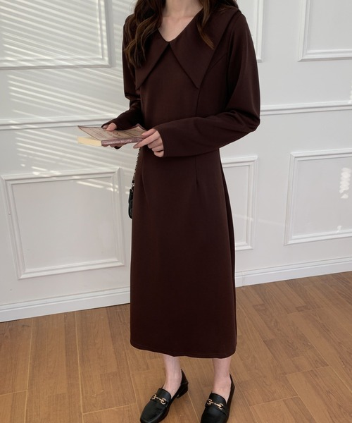 「ECLIN」 長袖ワンピース M グリーン レディース_画像8