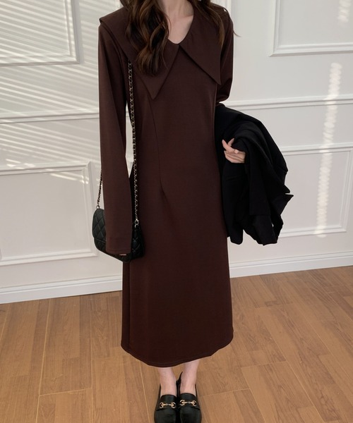 「ECLIN」 長袖ワンピース M グリーン レディース_画像9