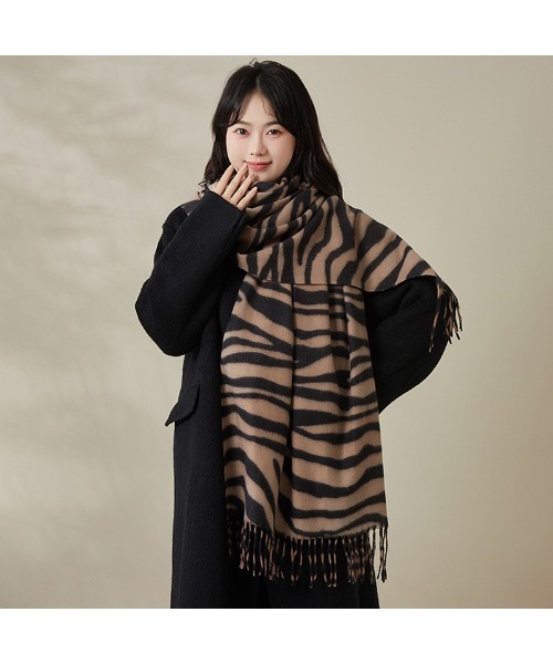 Sakka マフラー ストール ゼブラ/レオパード柄BIGマフラー レディース