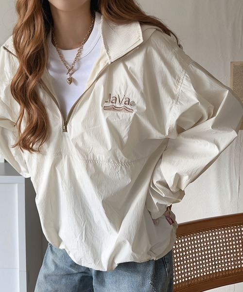 「Java」 ナイロンブルゾン X-LARGE ベージュ レディース_画像3