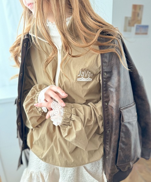 「Java」 ナイロンブルゾン X-LARGE ベージュ レディース_画像4