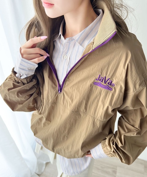 「Java」 ナイロンブルゾン X-LARGE ベージュ レディース_画像9