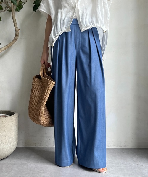 新品　DouDou　デニムワイドイージーパンツ　ブルー　ドゥドゥ DouDou（ドゥドゥ） イージーパンツ TM ブルー レディース : ZOZOTOWN