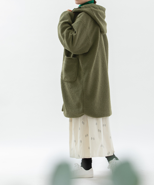 フリース フード付きコート　カーキ色 フリース フード付きコート カーキ色 楽天市場】コート アウター