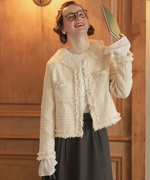 「BONLECILL noir」 ツイードジャケット FREE ブラック レディース_画像3