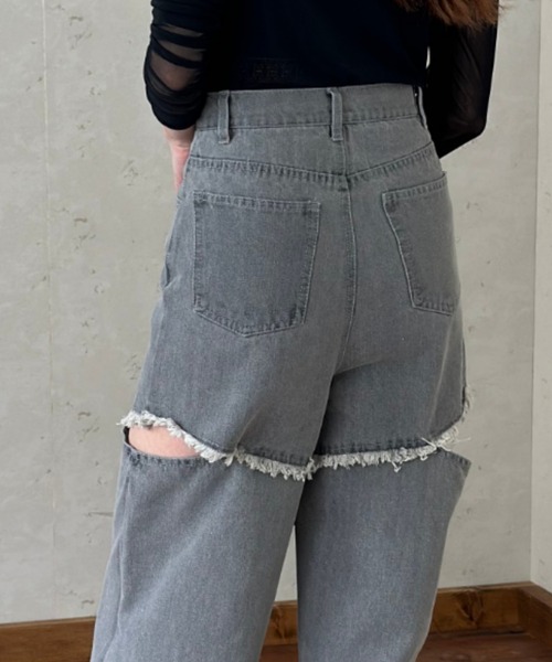 「Per sist ence」 デニムパンツ MEDIUM グレー レディース_画像6