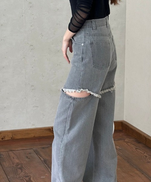 「Per sist ence」 デニムパンツ MEDIUM グレー レディース_画像8