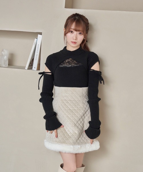 Rose Muse（ロゼミューズ） スカート Quilting fake fur mini skirt