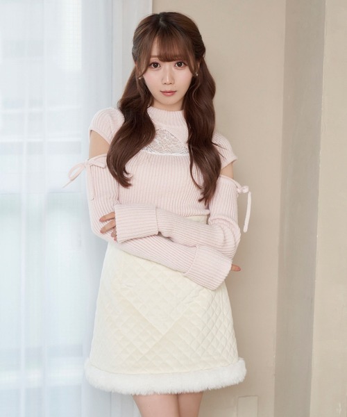 Rose Muse（ロゼミューズ） スカート Quilting fake fur mini skirt