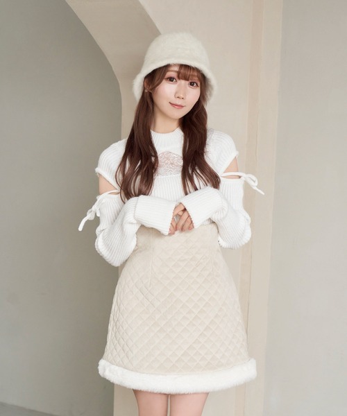 Rose Muse（ロゼミューズ） スカート Quilting fake fur mini skirt