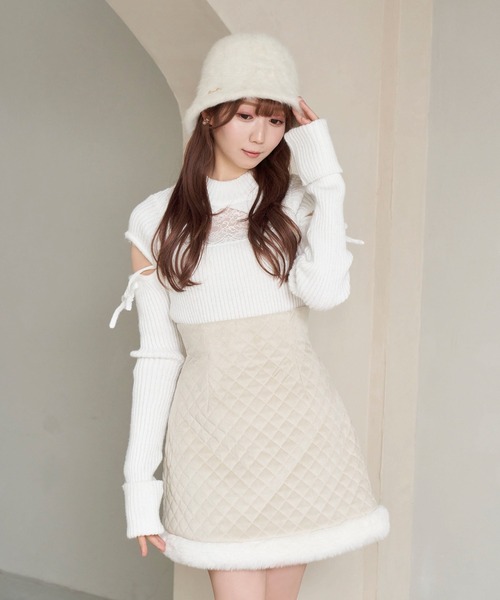 Rose Muse（ロゼミューズ） スカート Quilting fake fur mini skirt