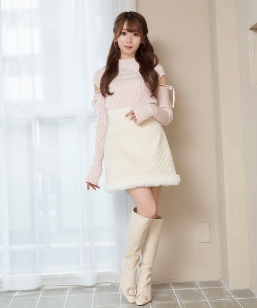 Rose Muse（ロゼミューズ） スカート Quilting fake fur mini skirt