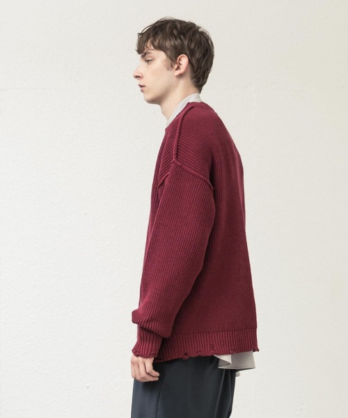 「SLICK」 長袖ニット 2 レッド メンズ_画像5