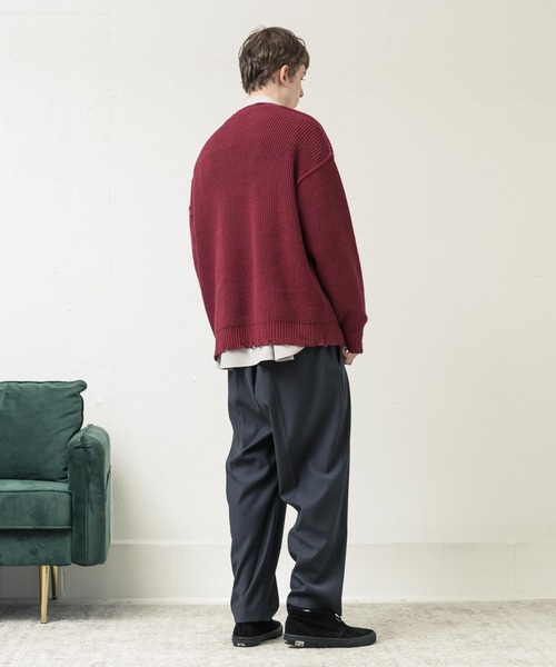 「SLICK」 長袖ニット 2 レッド メンズ_画像7