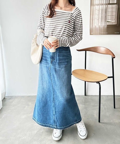 「GeeRA」 デニムスカート MEDIUM ネイビー レディース_画像2