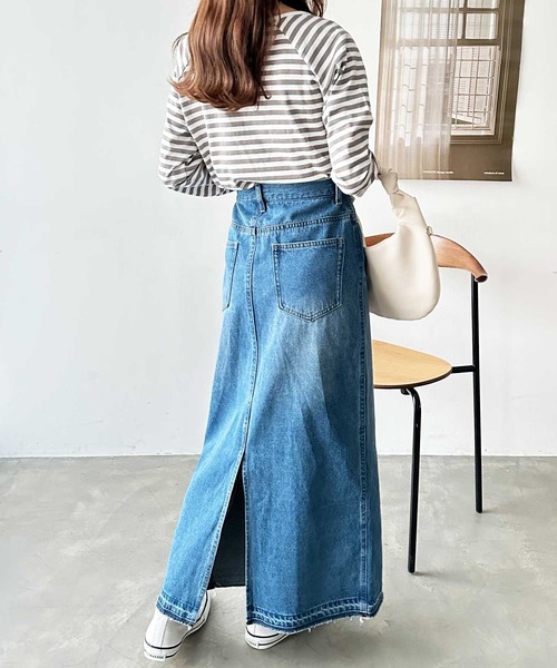 「GeeRA」 デニムスカート MEDIUM ネイビー レディース_画像3