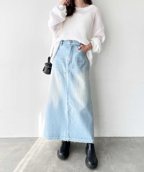 「GeeRA」 デニムスカート MEDIUM ネイビー レディース_画像6