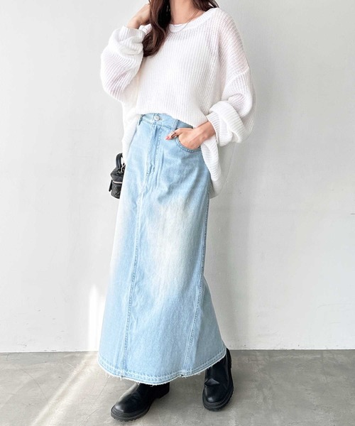 「GeeRA」 デニムスカート MEDIUM ネイビー レディース_画像9