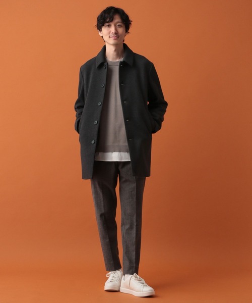 「GLOBAL WORK」 ステンカラーコート MEDIUM ブラック メンズ_画像5