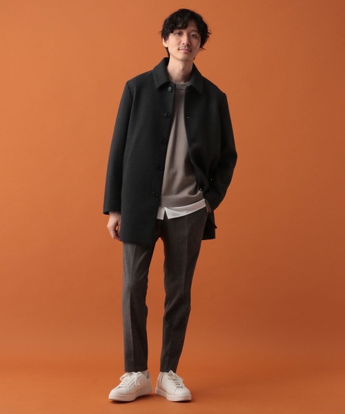 「GLOBAL WORK」 ステンカラーコート MEDIUM ブラック メンズ_画像6