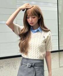 「RAY CASSIN」 半袖ニット FREE オレンジ レディースの画像4