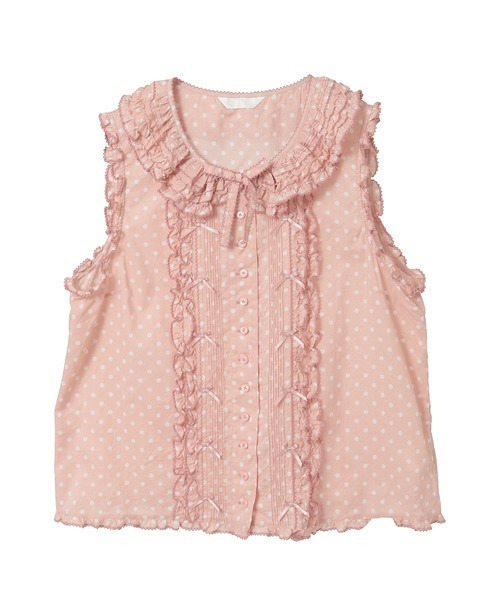 PINK HOUSE（ピンクハウス） ブラウス シャツ フリル使いノースリーブ