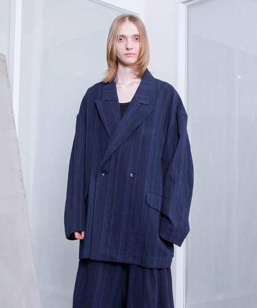 ジャケット テーラードジャケット 「VOAAOV」STRIPE - SET UP Double Big Jacket メンズ レディースの画像