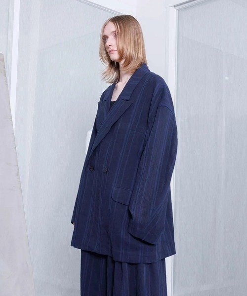 ジャケット テーラードジャケット 「VOAAOV」STRIPE - SET UP Double Big Jacket メンズ レディースの画像
