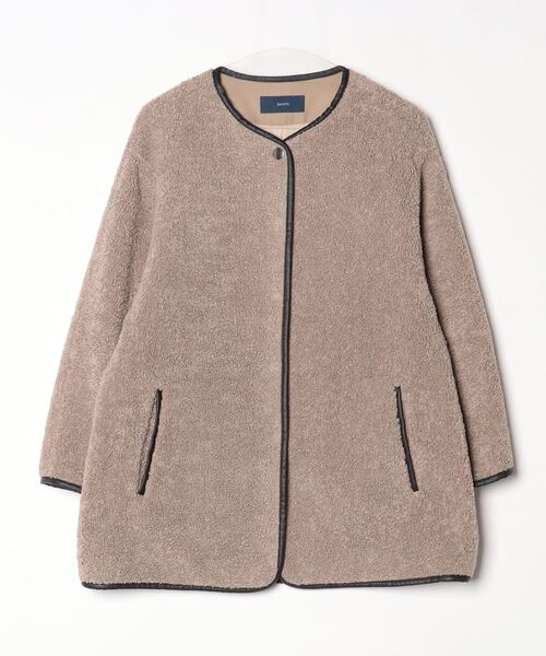 SHIPS ベージュ ノーカラーコート M SHIPS（シップス） ノーカラーコート - ベージュ レディース