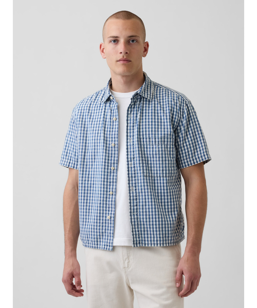 GAP（ギャップ） シャツ ギンガムチェック デニム リラックスフィット