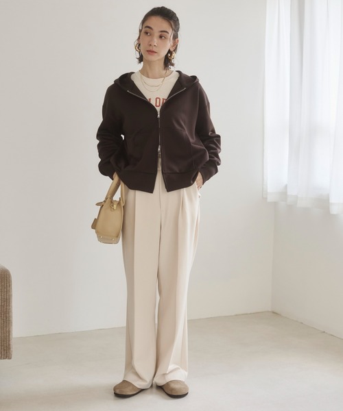 「ANGIE」 ジップアップパーカー SMALL ブラウン レディース_画像3