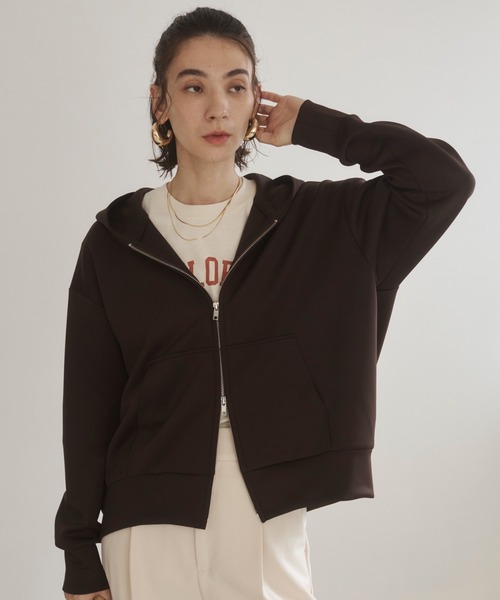「ANGIE」 ジップアップパーカー SMALL ブラウン レディース_画像4