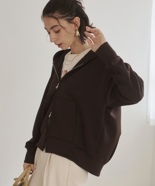 「ANGIE」 ジップアップパーカー SMALL ブラウン レディース_画像5