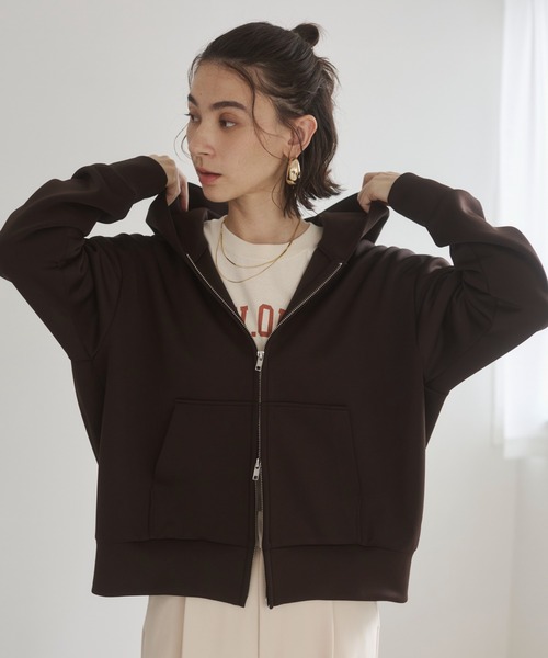 「ANGIE」 ジップアップパーカー SMALL ブラウン レディース_画像7
