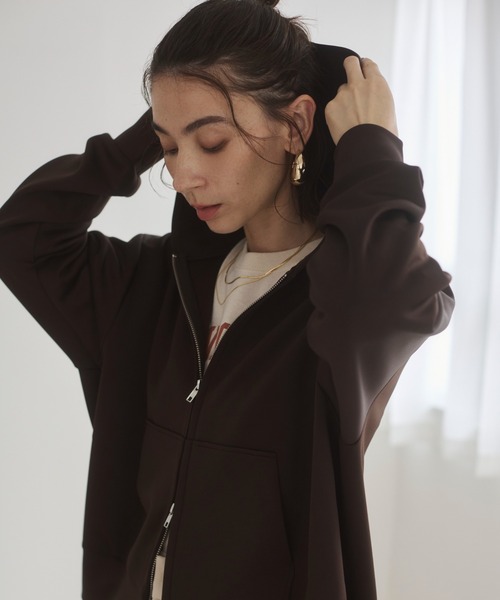 「ANGIE」 ジップアップパーカー SMALL ブラウン レディース_画像9