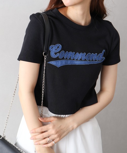 SpRay（スプレイ） tシャツ 半袖 デニムロゴシャーリングトップス