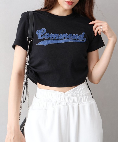 SpRay（スプレイ） tシャツ 半袖 デニムロゴシャーリングトップス