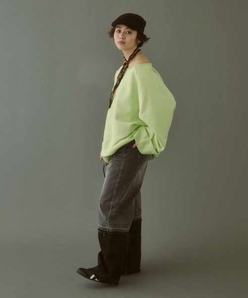 「MIRROR STOKE」 スウェットカットソー MEDIUM イエロー レディース_画像7
