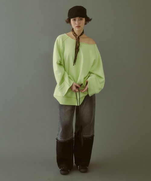 「MIRROR STOKE」 スウェットカットソー MEDIUM イエロー レディース_画像8