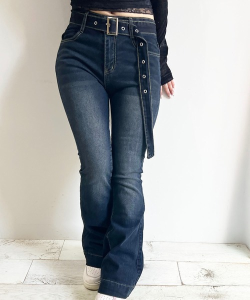 GREENHOX ジーンズ デニム デニムパンツ 「脚長細見え」ハイウエスト