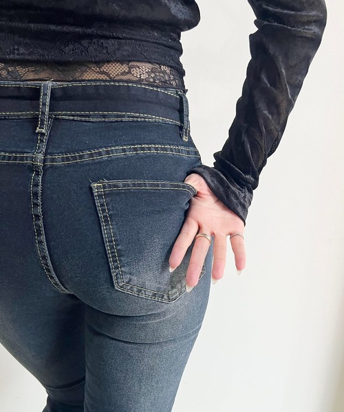 GREENHOX ジーンズ デニム デニムパンツ 「脚長細見え」ハイウエスト