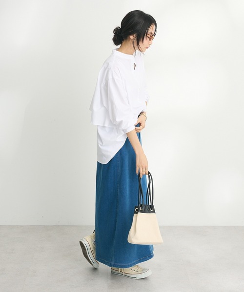 「CRAFT STANDARD BOUTIQUE」 長袖ブラウス FREE ブラック×ホワイト レディース_画像2