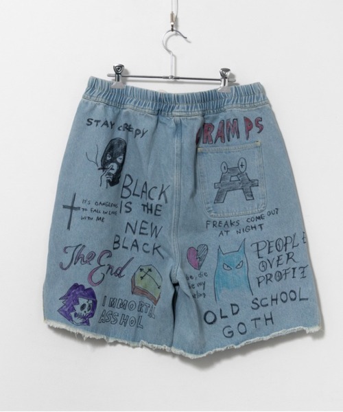 ハーフパンツ ワイドパンツ ジーンズ guernika/ゲルニカ/All painted denim short pants メンズ レディースの画像