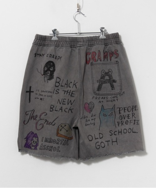ハーフパンツ ワイドパンツ ジーンズ guernika/ゲルニカ/All painted denim short pants メンズ レディースの画像