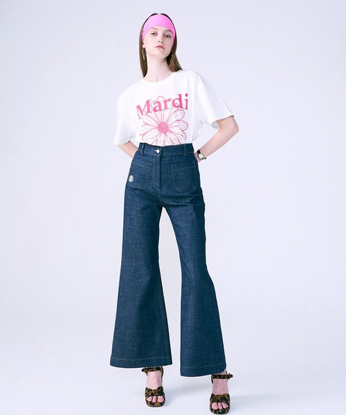 「Mardi Mercredi」 半袖Tシャツ FREE ホワイト×グリーン レディース_画像5